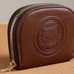 Brown Cat Embossed Coin Purse